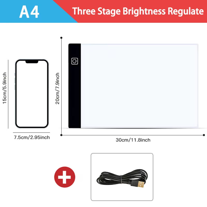 Illuminate Your Creativity with the A3/A4/A5 Dimmable LED Drawing Copy Pad - The Perfect Educational Toy for Aspiring Young Artists!