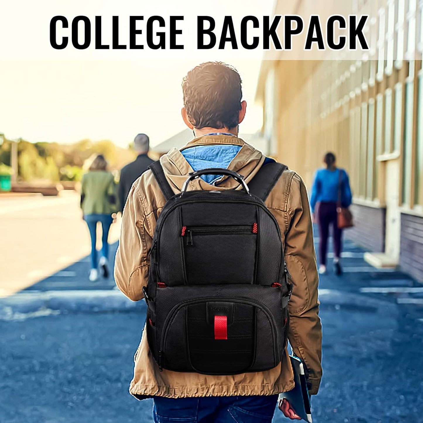 Large Backpack for Men, Extra Large Laptop Backpacks for Men Women, Water Resistant Travel Backpack Airline Approved Business Work Bag Fits 17 Inch Computer, Black