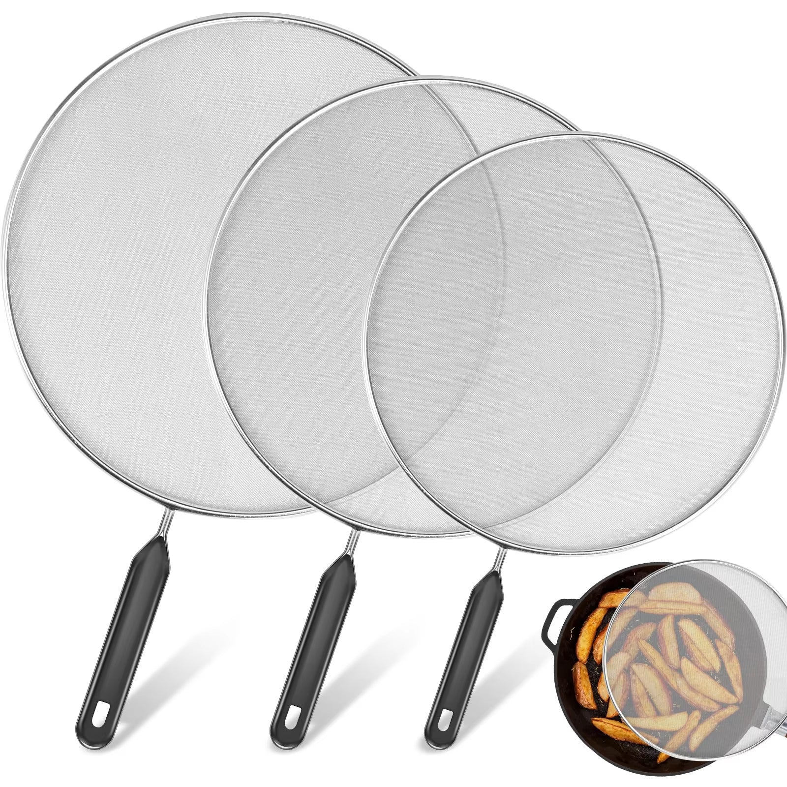 25/29/33Cm Grease Splatter Screen for Frying Pan Stops 99% of Hot Oil Splash Splatter Guard for Cooking Iron Skillet Lid
