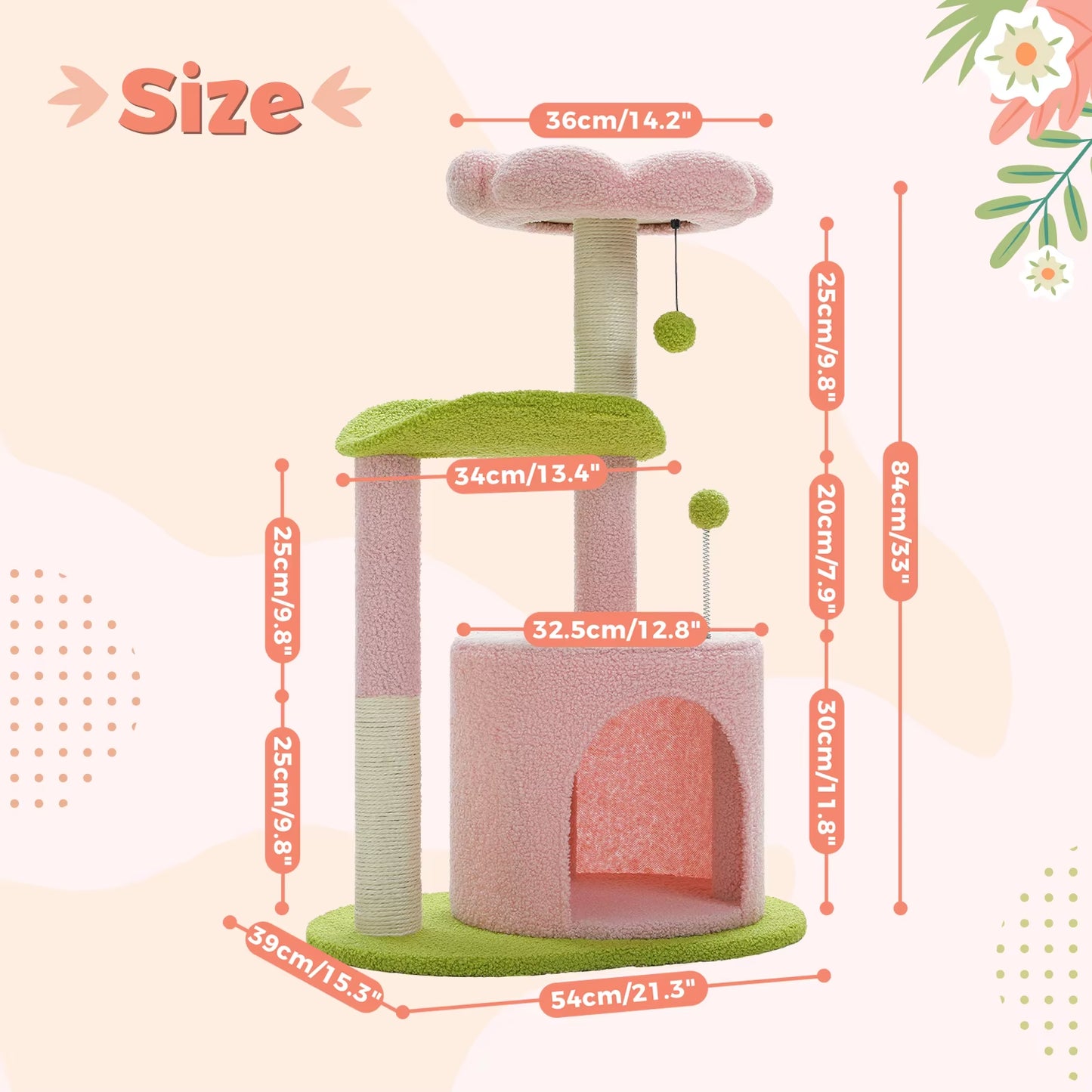Delight Your Feline Friend with the Cactus Cat Tree: Cozy Condo, Curved Perch, and Fun Scratching Post!