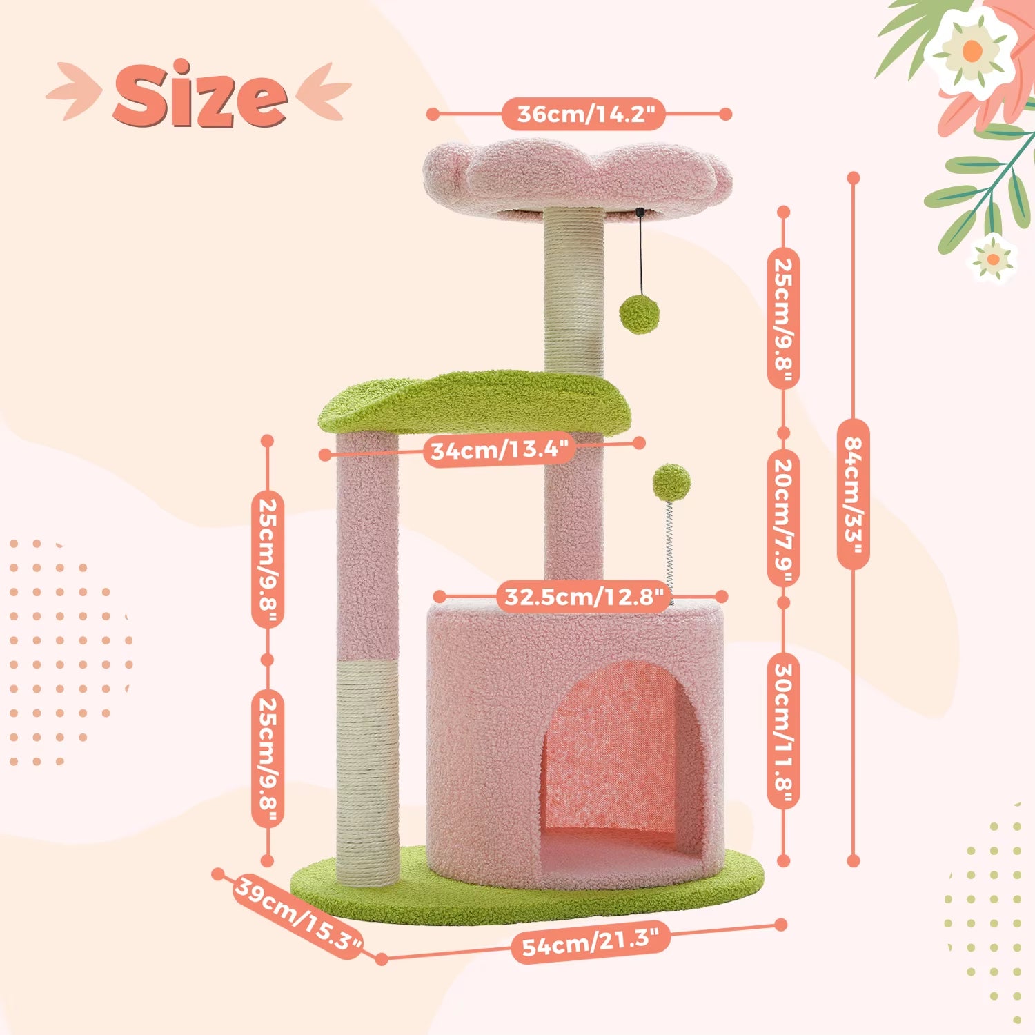 Delight Your Feline Friend with the Cactus Cat Tree: Cozy Condo, Curved Perch, and Fun Scratching Post!