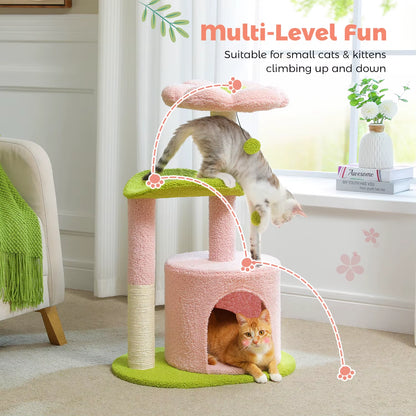 Delight Your Feline Friend with the Cactus Cat Tree: Cozy Condo, Curved Perch, and Fun Scratching Post!