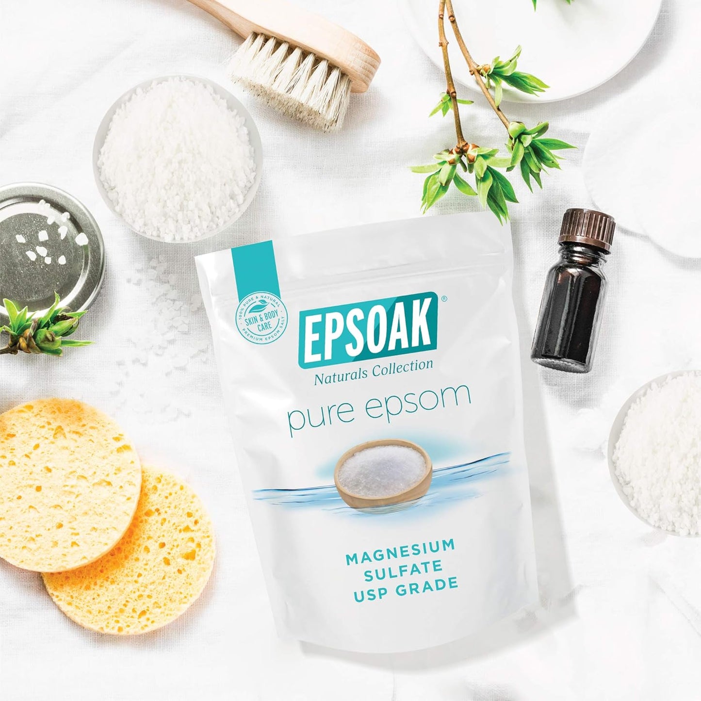 Epsom Salt 10 Lb. Magnesium Sulfate USP. (Qty. 2 X 5 Lb. Bags) Resealable Epsom Salt Bag Unscented, Made in the USA, Cruelty-Free Certified