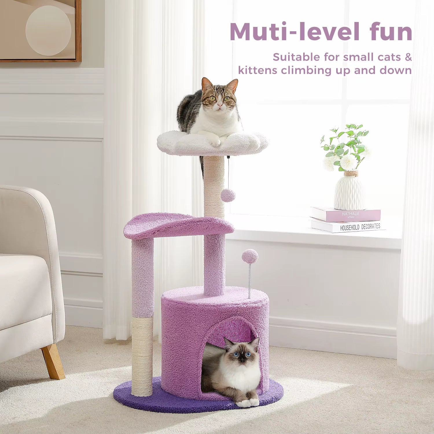 Delight Your Feline Friend with the Cactus Cat Tree: Cozy Condo, Curved Perch, and Fun Scratching Post!