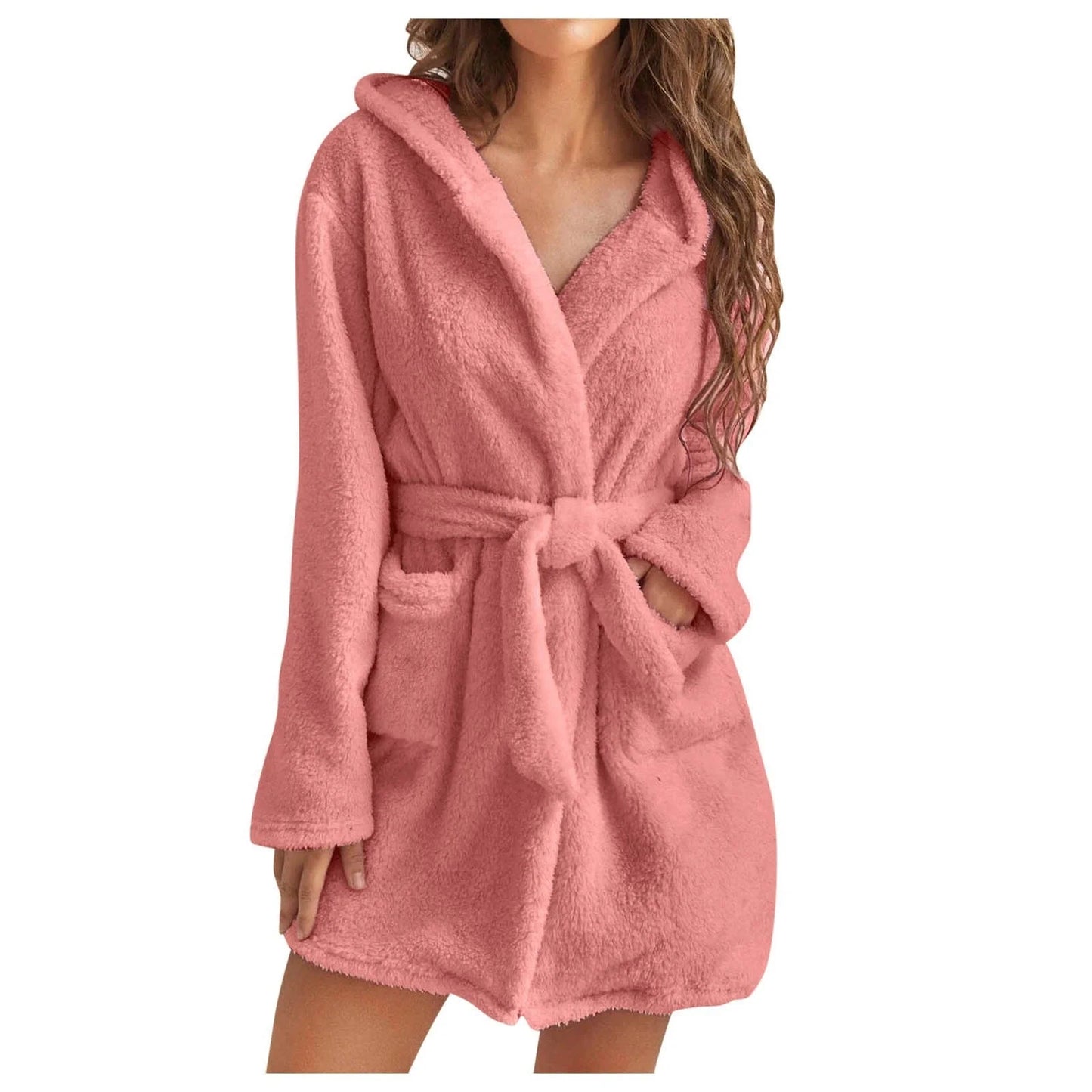Luxeplush | Solid Color Women'S Bathrobe with Hood