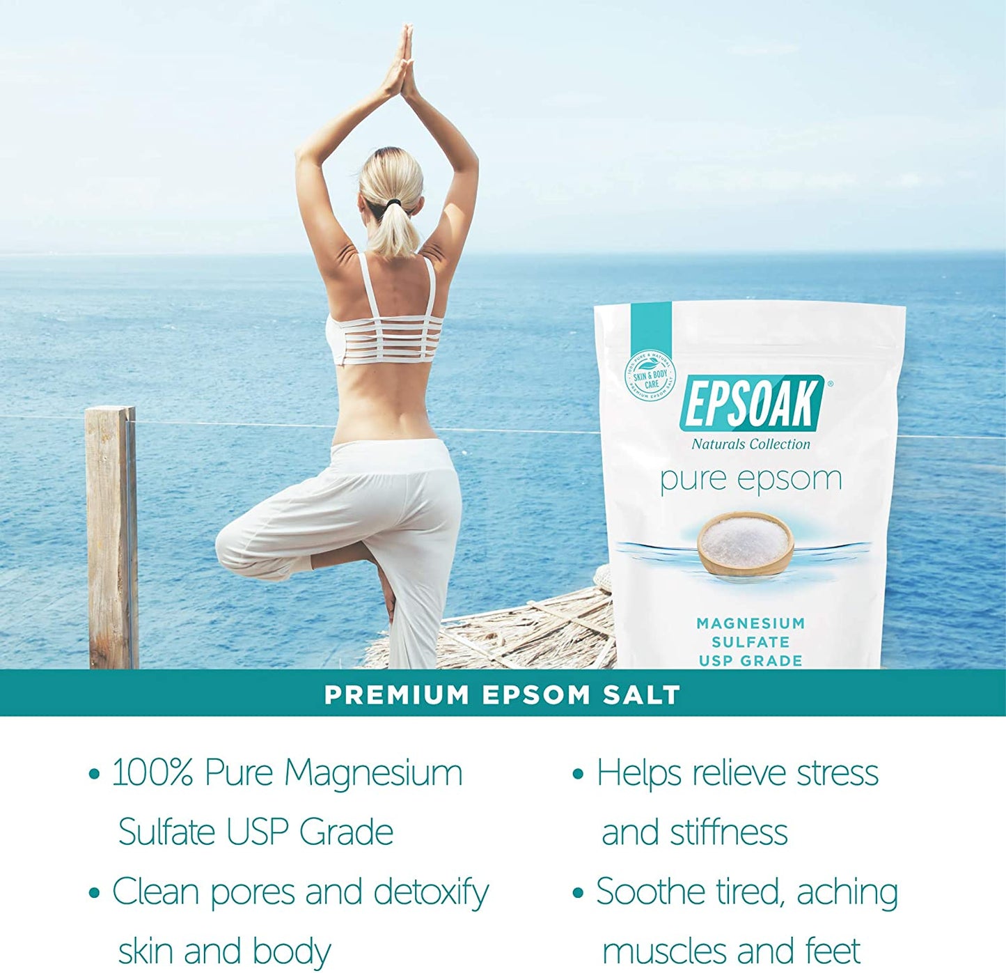 Epsom Salt 10 Lb. Magnesium Sulfate USP. (Qty. 2 X 5 Lb. Bags) Resealable Epsom Salt Bag Unscented, Made in the USA, Cruelty-Free Certified