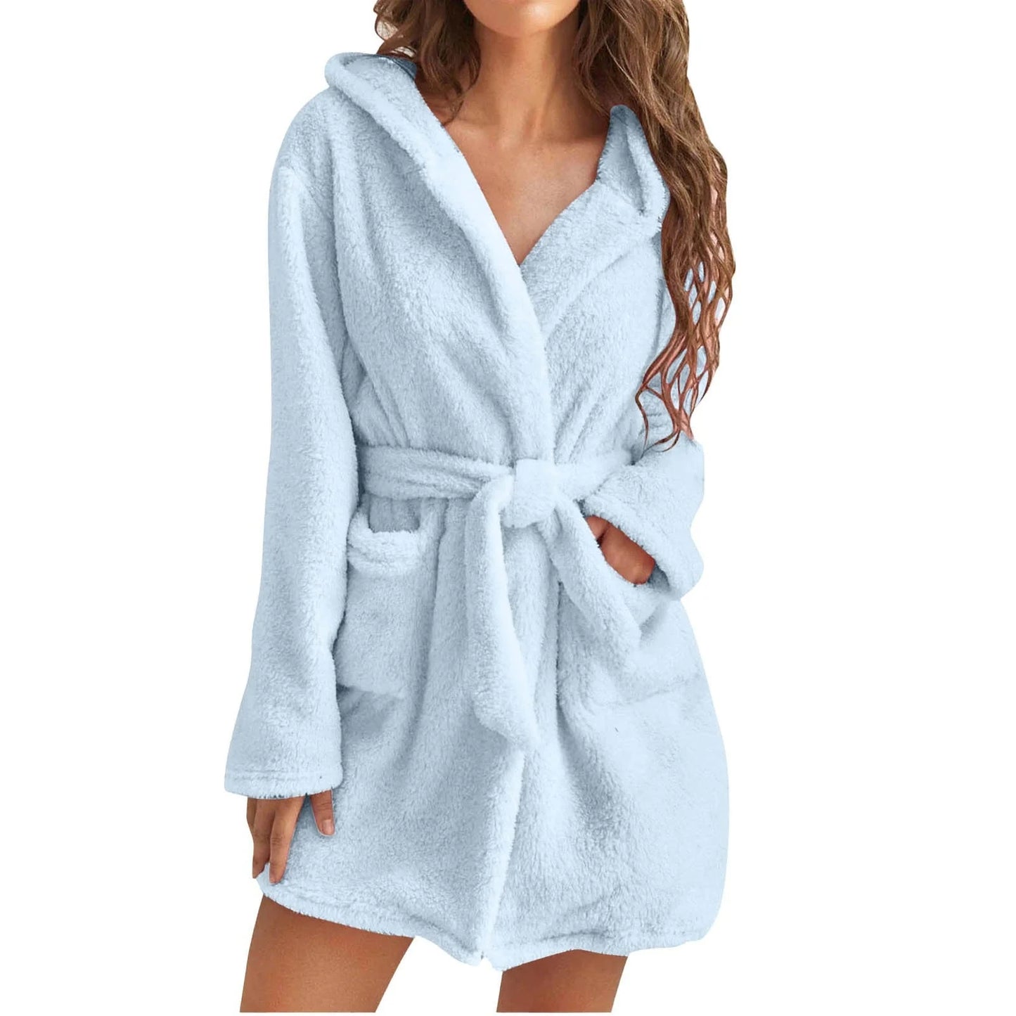 Luxeplush | Solid Color Women'S Bathrobe with Hood
