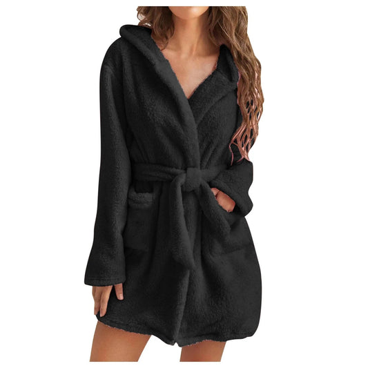 Luxeplush | Solid Color Women'S Bathrobe with Hood