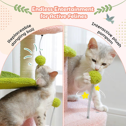 Delight Your Feline Friend with the Cactus Cat Tree: Cozy Condo, Curved Perch, and Fun Scratching Post!