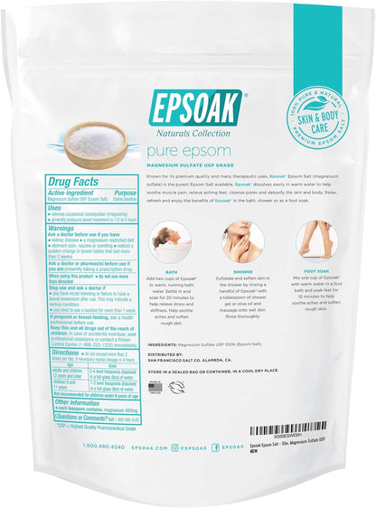 Epsom Salt 10 Lb. Magnesium Sulfate USP. (Qty. 2 X 5 Lb. Bags) Resealable Epsom Salt Bag Unscented, Made in the USA, Cruelty-Free Certified