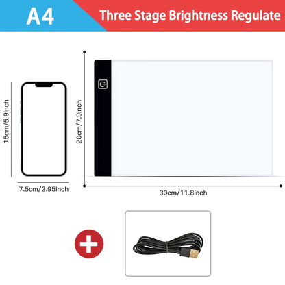 Illuminate Your Creativity with the A3/A4/A5 Dimmable LED Drawing Copy Pad - The Perfect Educational Toy for Aspiring Young Artists!