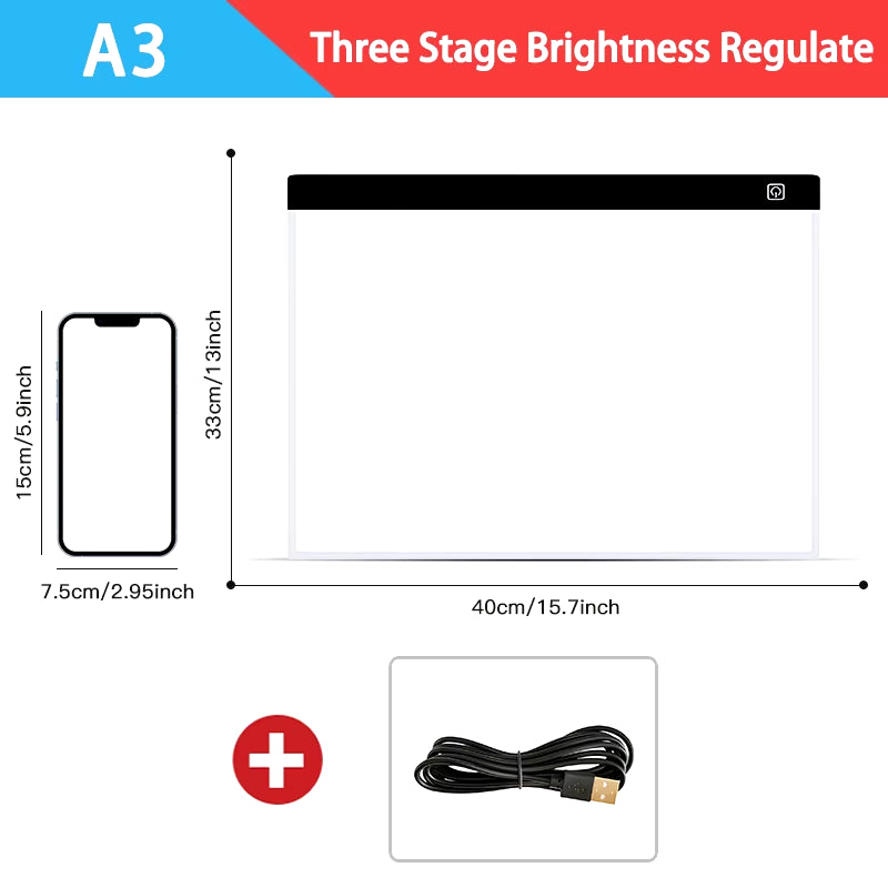 Illuminate Your Creativity with the A3/A4/A5 Dimmable LED Drawing Copy Pad - The Perfect Educational Toy for Aspiring Young Artists!