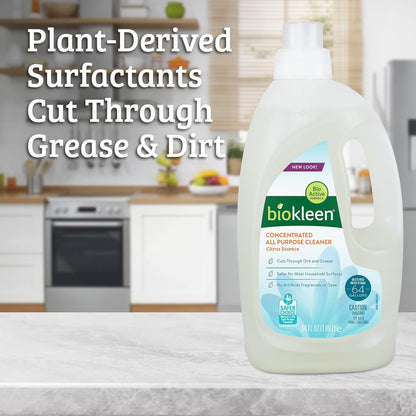 Natural All Purpose Cleaner - Makes 64 Gallons - Super Concentrated, Eco-Friendly, Plant-Based, No Artificial Fragrance, Colors or Preservatives, 64 Ounces