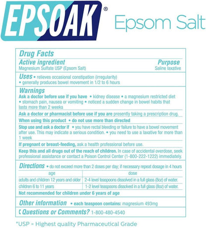 Epsom Salt 10 Lb. Magnesium Sulfate USP. (Qty. 2 X 5 Lb. Bags) Resealable Epsom Salt Bag Unscented, Made in the USA, Cruelty-Free Certified