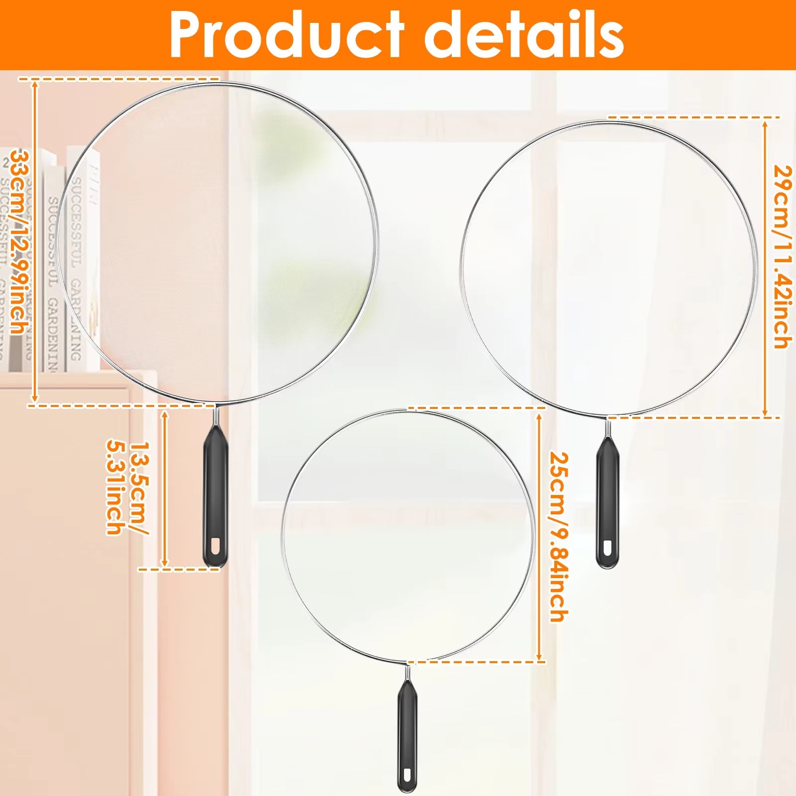 25/29/33Cm Grease Splatter Screen for Frying Pan Stops 99% of Hot Oil Splash Splatter Guard for Cooking Iron Skillet Lid